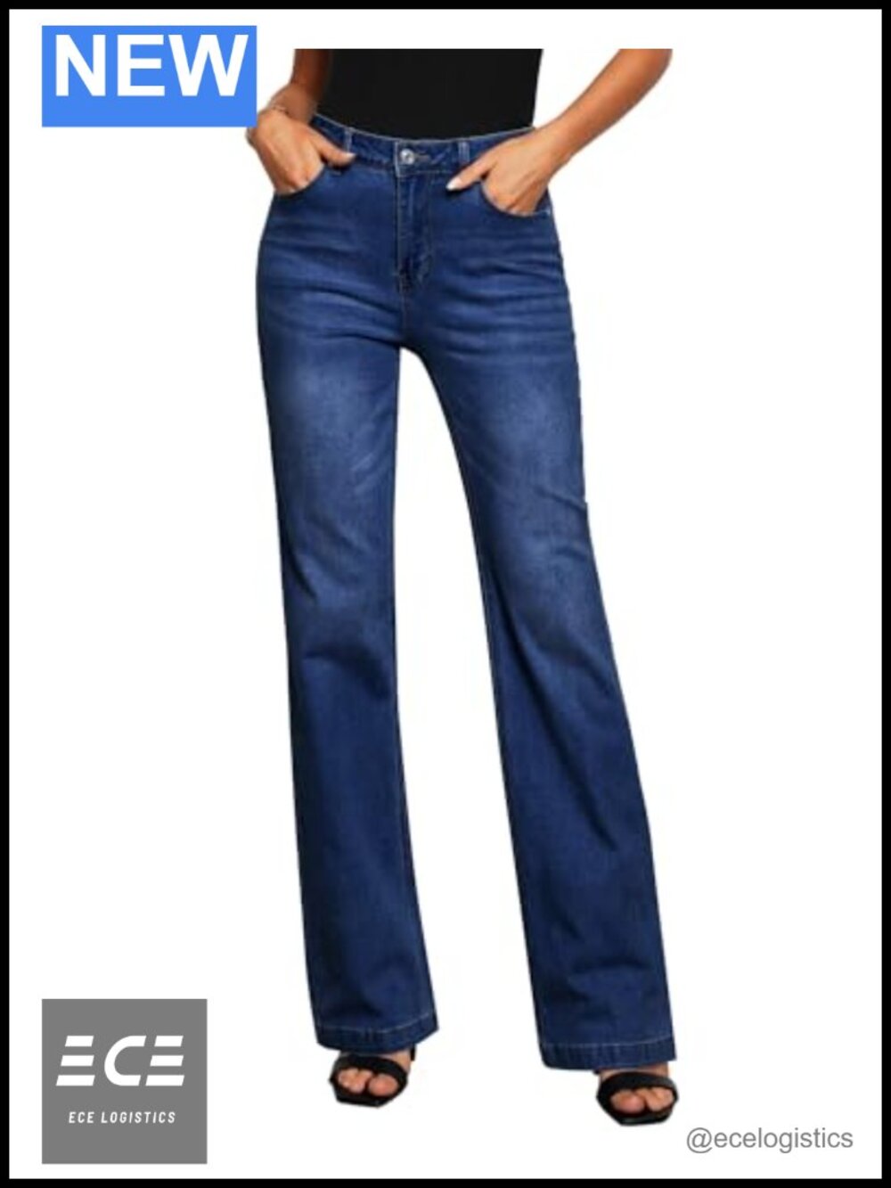 Flare Jeans Women High Rise Wide Leg Baggy Stretchy Denim Pants
